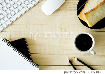cup of hot coffee on wooden background with cup of hot coffee on wooden background with 64971033