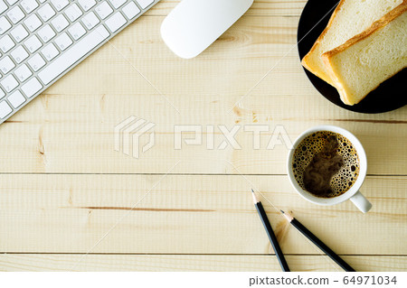 cup of hot coffee on wooden background with cup of hot coffee on wooden background with 64971034