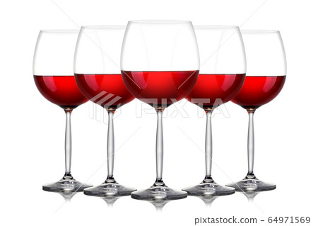 Set of glasses for red wine on white background. 64971569