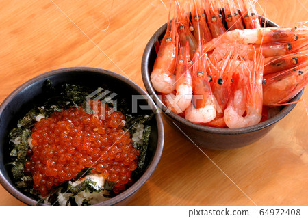Ikura bowl Amaebi bowl seafood bowl Ikura bowl Amaebi bowl seafood bowl 64972408