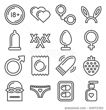 Xxx Sex Icons Set on White Background. Line... - Stock Illustration  [64972563] - PIXTA