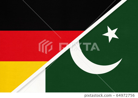 Germany vs Pakistan, symbol of two national flags. 64972756