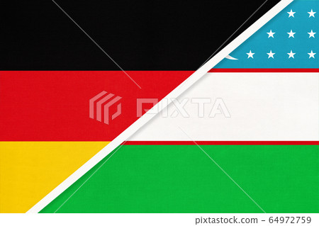 Germany vs Uzbekistan, symbol of two national flags Germany vs Uzbekistan, symbol of two national flags 64972759