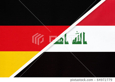 Germany vs Iraq, symbol of two national flags. 64972779