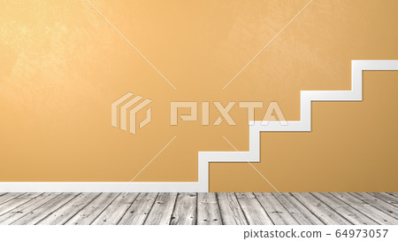 Stairs Outline on Wooden Floor Against Wall 64973057