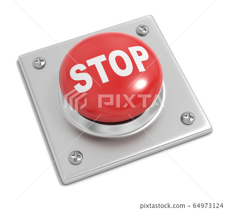 Stop Button on White 64973124