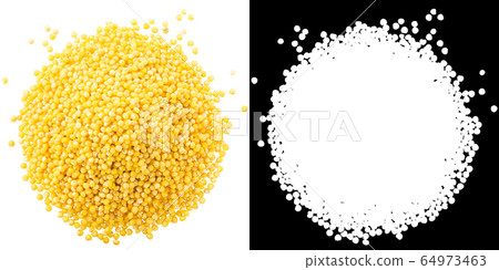 Proso millet pile p. miliaceum seeds, paths, top 64973463