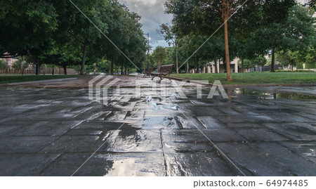 waterproof outer coating wet. stamped concrete pavement 64974485