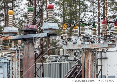 an old power plant with rusty wires, structures an old power plant with rusty wires, structures 64974709