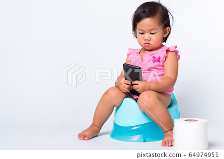 cute baby child girl education training to sitting 64974951