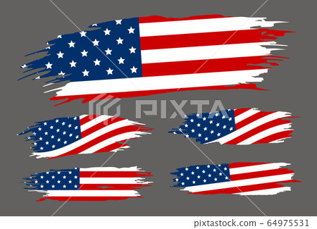 USA flag paintbrush on gray background 64975531