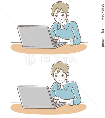 PC boy laughing trouble set 64975639