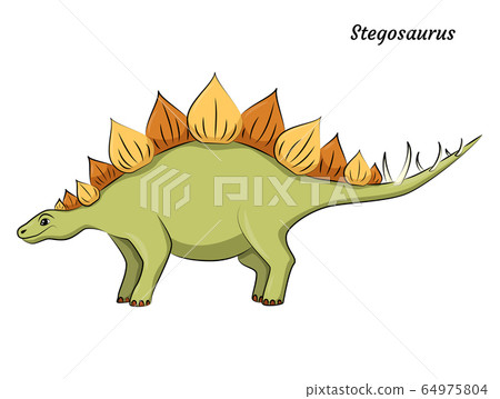 Cute Cartoon Stegosaurus Dino Character Vector Stock Illustration 64975804 Pixta