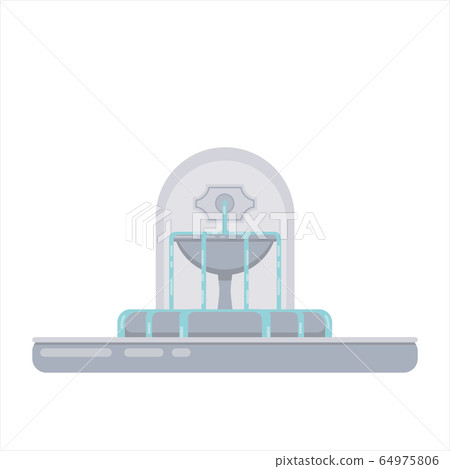 Flat vector illustration of fountain with water Flat vector illustration of fountain with water 64975806