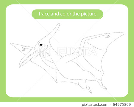 Pterodactylus dinosaur. Trace and color the 64975809