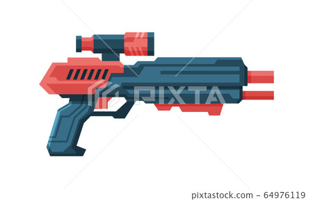 Futuristic Space Gun Blaster, Red and Black Fantastic Handgun, Raygun of Alien, Childish Pistol Vector Illustration Futuristic Space Gun Blaster, Red and Black Fantastic Handgun, Raygun of Alien, Childish Pistol Vector Illustration 64976119