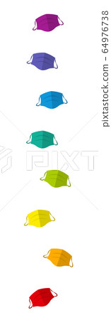 Colored face masks, colorful medical corona mask set. Isolated vector illustration on white background. 64976738