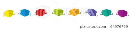 Protective masks, colorful face mask collection. Isolated vector illustration on white background. Protective masks, colorful face mask collection. Isolated vector illustration on white background. 64976739