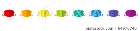 Rainbow colored face masks, colorful medical mask set fun. Isolated vector illustration over white background. Rainbow colored face masks, colorful medical mask set fun. Isolated vector illustration over white background. 64976740