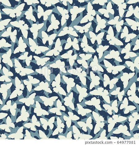 Seamless blue background with moths (butterflies). 64977081