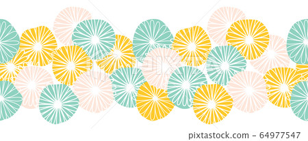 Seamless abstract flowers vector border. Bold florals red yellow pink teal white Scandinavian flat Seamless abstract flowers vector border. Bold florals red yellow pink teal white Scandinavian flat 64977547
