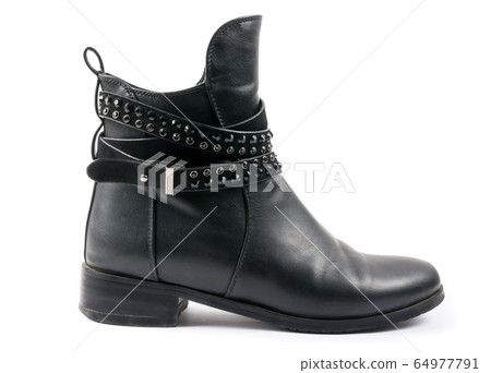 Elegant female leather shoe on the white 64977791