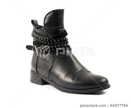 Elegant female leather shoe on the white Elegant female leather shoe on the white 64977794