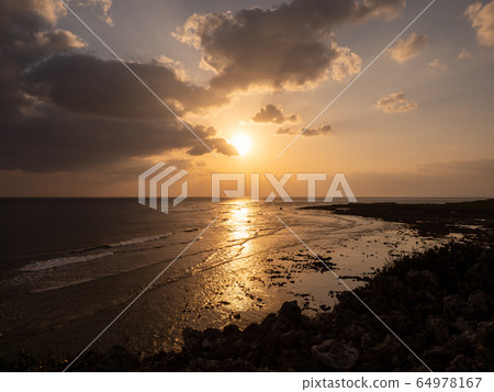 Ruins of Gushigawa Castle overlooking the sea, a tropical paradise Okinawa 64978167
