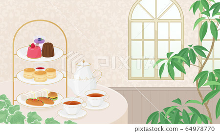 Afternoon tea background illustration_beige_16: 9 64978770