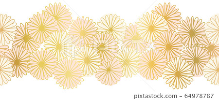 Abstract golden flowers seamless vector border. Bold florals light pink beige Scandinavian flat Abstract golden flowers seamless vector border. Bold florals light pink beige Scandinavian flat 64978787