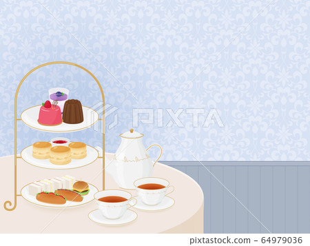 Afternoon tea background illustration _ blue 64979036