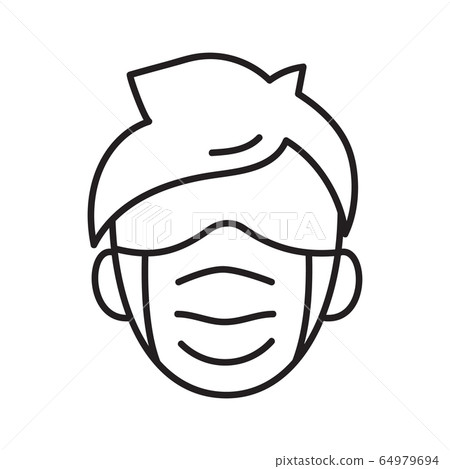 Man face with mask icon vector in trendy flat style isolated on white background. illustration for medical banner, poster and web design. Coronavirus bacteria covid-19 concept Man face with mask icon vector in trendy flat style isolated on white background. illustration for medical banner, poster and web design. Coronavirus bacteria covid-19 concept 64979694