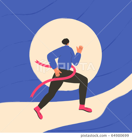 Running girl. Vector flat jogging person design. Running girl. Vector flat jogging person design. 64980699