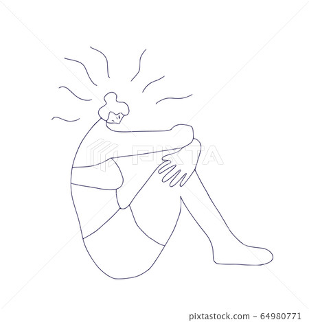 Mental disoder. Young people sitting on the floor. Mental disoder. Young people sitting on the floor. 64980771