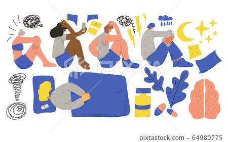 Mental disorder. Vector person with bad mood. Mental disorder. Vector person with bad mood. 64980775