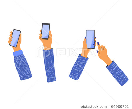 Human hand holding a phone. Vector design. Human hand holding a phone. Vector design. 64980791