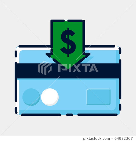 Credit, cash card. Blue with a dolar vector in the middle. Credit, cash card. Blue with a dolar vector in the middle. 64982367