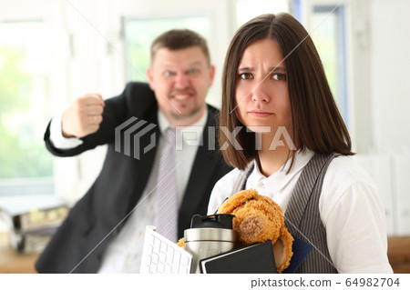 Angry yelling boss point arm to exit Angry yelling boss point arm to exit 64982704