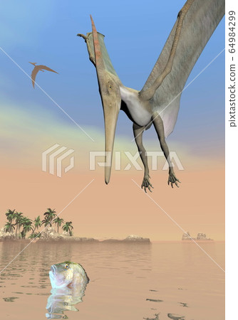 Pteranodon fishing - 3D render Pteranodon fishing - 3D render 64984299