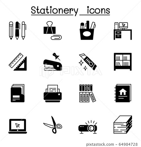 Set of Stationery related vector icons. contains - Stock Illustration ...