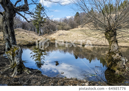 Lake in Stiavnica Mountains, Slovakia, seasonal 64985776