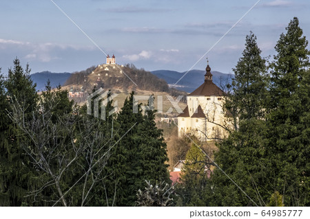 Calvary in old mining town Banska Stiavnica 64985777