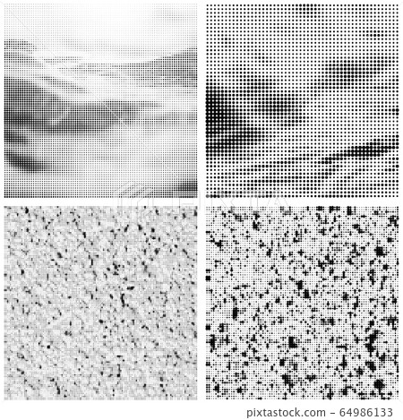 Halftone Pattern. Set of Dots. Dotted Texture on White Background. Overlay Grunge Template. Distress Linear Design. 64986133