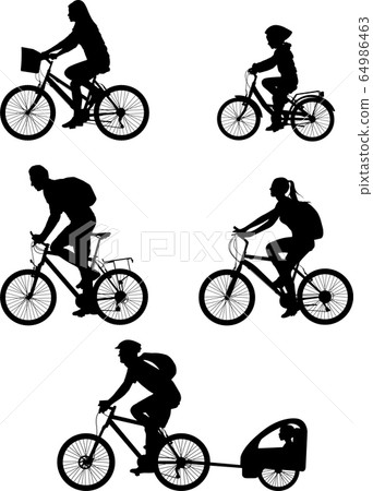 bicyclist silhouettes collection 64986463