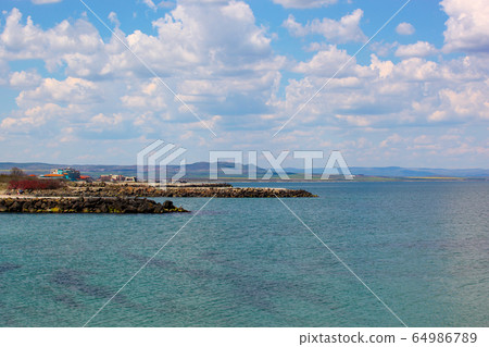 Beautiful sea view in Pomorie, Bulgaria Beautiful sea view in Pomorie, Bulgaria 64986789