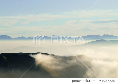 Mountain landscape. Mount Grappa panorama, Italian Mountain landscape. Mount Grappa panorama, Italian 64987280