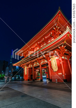 Tokyo cityscape Asakusa Sensoji Temple night view Tokyo cityscape Asakusa Sensoji Temple night view 64987683