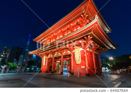 Tokyo cityscape Asakusa Sensoji Temple night view 64987684