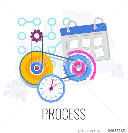 Process infographics flat vector pictogram. 7 PS marketing mix. 64987685