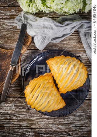 Puff pastry apple. Puff pastry apple. 64987846